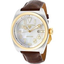 SWISS LEGEND Watches Men's Heritage White MOP Dial Gold Tone Bezel Bro