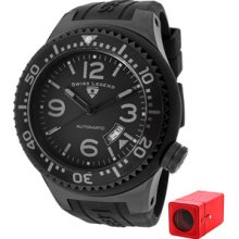 SWISS LEGEND Watches Men's Neptune Automatic Black Dial Black Silicone
