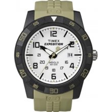 T49832 Timex Mens Expedition White Dial Khaki Resin Strap Watch