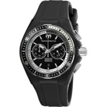 TechnoMarine Mid-Size Cruise Sport Quartz Chronograph Black Silicone Rubber Strap Watch