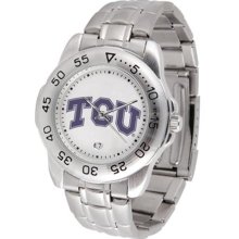 Texas Christian Horned Frogs TCU Mens Sports Steel Watch