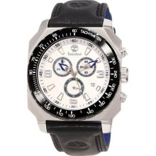 Timberland Men's Stratham 13324JSTB/04 Black Calf Skin Quartz Watch with White Dial