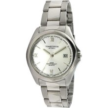 Timetech Men's Silver Dial Round Stainless Steel Watch
