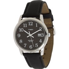 Timex Classic EZRead Analog Silver Case Black Leather Strap Watch Watches : One Size