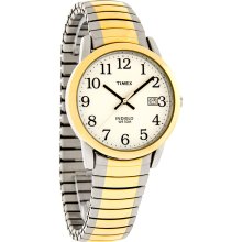 Timex Easy Reader Mens Indiglo White Dial Two Tone Expansion Dress Watch T2h311