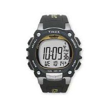 timex ironman traditional 100-lap w/flix system - black/silver/yellow