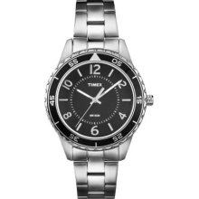 Timex Ladies' Sport Black Dial Stainless Steel Bracelet T2P019 Watch