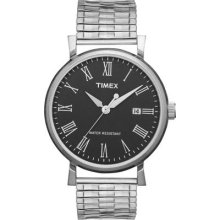 Timex Mens Classic Roman Numerals Black Dial Stainless Steel Watch T2n539