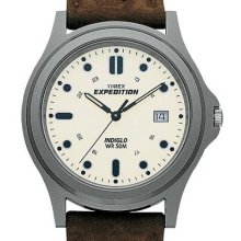 Timex Mens Expedition Beige Indiglo Dial Sandblasted Brass Case Watch T43212