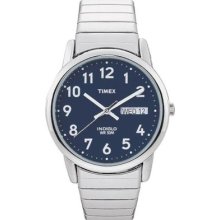 Timex Mens Quartz Analog Blue Dial Casual Silver Round Gift Case Metal Band