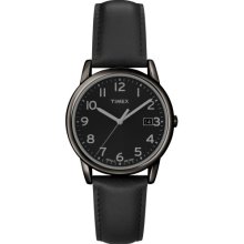 Timex Men's T2N947 Elevated Classics Dress All Black Leather Strap Watch