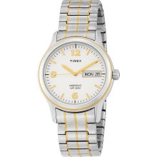 TIMEX New Analog Round Mens Watch Two-Tone Expansion Steel Band Bracelet Indiglo