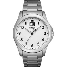 TIMEX New T2N302 Mens Classics White Dial Steel Bracelet Watch Analog Quartz