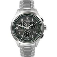 Timex T Series Chronograph Steel Bracelet Black Dial Men's watch #T2M469