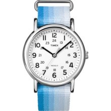 Timex T2n748kw Weekender Slip Thru 3tones Of Blue Fading Into Whiteunisex Watch