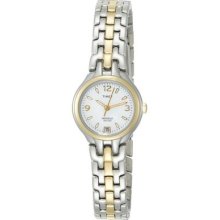 Timex Womens Classics White Indiglo Dial Two Tone Bracelet Watch T27561