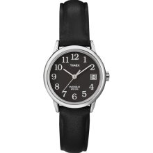 Timex Women's T2N525 Easy Reader Black Leather Strap Watch