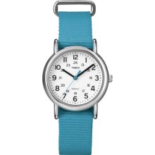 Timex Women's T2N836 Weekender Slip Thru Blue Nylon Strap Watch (Timex Weekender Straps T2N836KW)