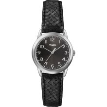 Timex Women's T2P080 Black Python Patterned Leather Strap Watch (Black)