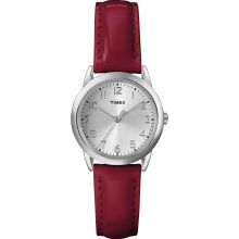 Timex Women's T2P085 Red Patent Leather Strap Watch (Red/Silver)