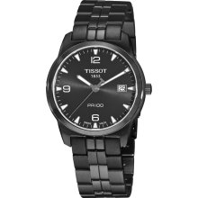 Tissot PR100 PVD 38mm Watch - Black Dial, PVD Bracelet T0494103305700 Sale Authentic