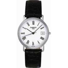 Tissot T-Classic Desire White Dial Black Leather Mens Watch T52142113