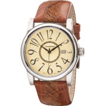 Tommy Bahama Mens Kingston Analog Stainless Watch - Brown Leather Strap - Beige Dial - TB1164