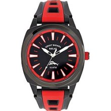 Tommy Bahama Mens Relax Catamaran Analog Stainless Watch - Two-tone Rubber Strap - Black Dial - RLX1152