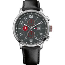 Tommy Hilfiger Black Leather Mens Watch 1790859