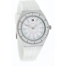 Tommy Hilfiger Ladies 36mm MOP Dial White Rubber Band Quartz Watch 1781006