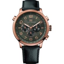 Tommy Hilfiger Tyler Men's Watch Black-rose Gold Chronograph Leather