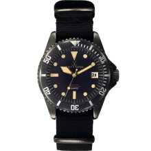 Toy Watch Mens Vintage Analog Stainless Watch - Black Nylon Strap - Black Dial - VI01BK