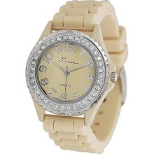 Tressa Women's Rhinestone-accented Silicone Watch (Tan)