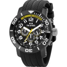 TW Steel Men's Large Steel Black Dial Strap Chrongraph TW74