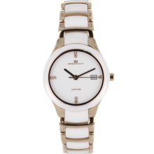 Two Tone Ceramic Case And Bracelet White Tone Dial Date Display