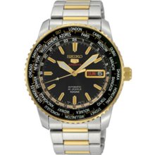Two Tone Stainless Steel Automatic Black Dial World Time Bezel