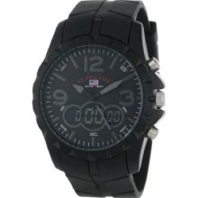 U.s. Polo Assn. Men's Us9058 Analog-digital Black Dial Black Rubber Strap Watch