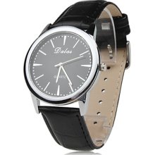 Unisex PU Analog Quartz Watch Wrist (Black)