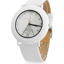 Unisex PU Analog Quartz Wrist Watch gz1122 (White)