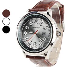 Unisex PU Analog Quartz Watch Wrist with Calendar (Assorted Colors)