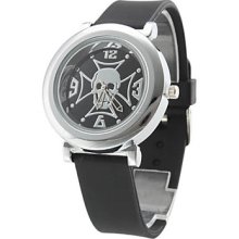 Unisex Silicone Analog Quartz Watch Wrist with Metal Dial Design (Black)
