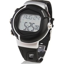 Unisex Sport Style Rubber Automatic Digital Wrist Watch (Black)