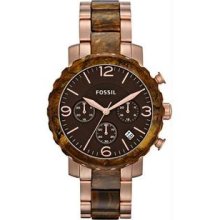 Unisex Stainless Steel Case and Bracelet Brown Dial