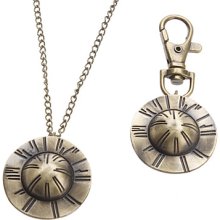 Unisex Straw Hat Style Analog Alloy Quartz Keychain Necklace Watch (Bronze)