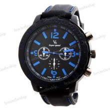 V6 Sport Series Cool Black Rubber Moveable Bezel Men Boy Gift Wrist Quartz Watch
