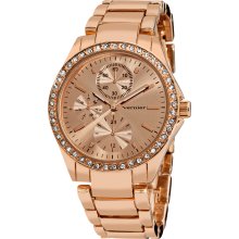 Vernier Women's Fashion Rose Side Chrono Look Crystal Bezel Bracelet Watch