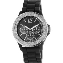 Vernier Women's 'v11041' Black Sparkle Chronograph Watch