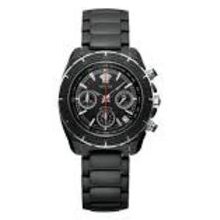 Versace Watches Round Automatic Chronograph Watch In Black