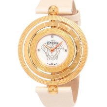 Versace Women's 80q80sd497 S002 Eon 3 Rings Ivory Satin & Ip Rose Gold W/ Mother