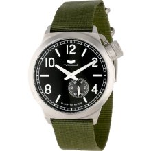 Vestal Mens Canteen Zulu Analog Stainless Watch - Green Nylon Strap - Black Dial - CAN3N04